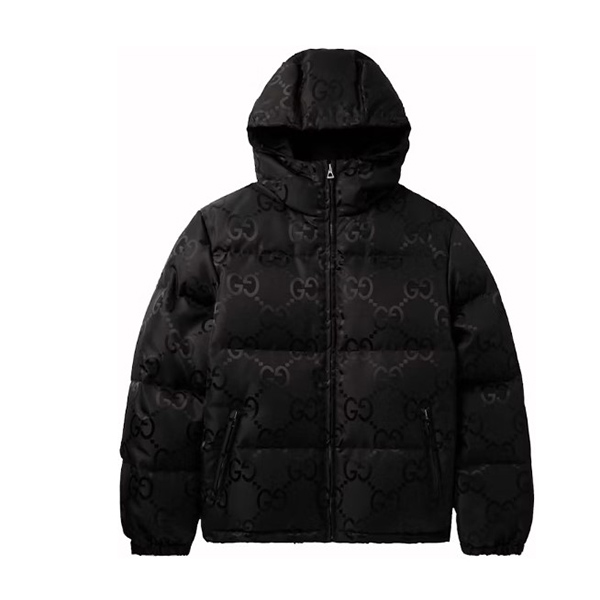Gucci Quilted Logo-Jacquard Shell Hooded Down Jacket AD60056012