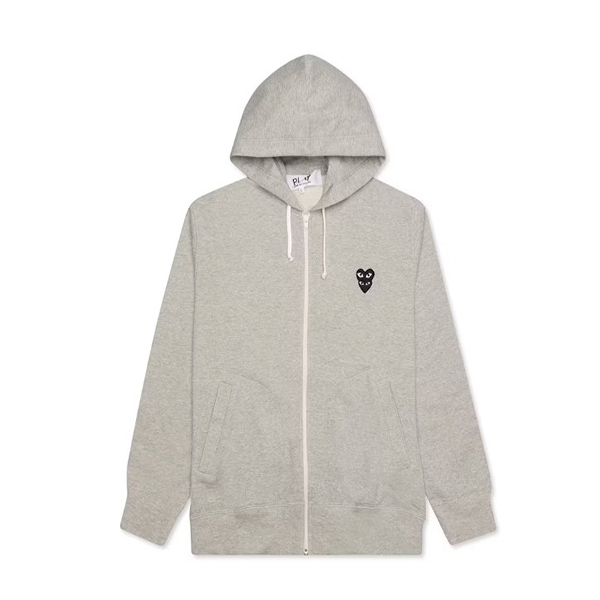 CDG PLAY Play Black Stacked Heart Zip Up Hoodie AA65049007