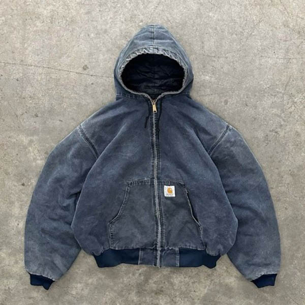 SUN FADED SLATE BLUE CARHARTT HOODED JACKET - 1990S AB75002008