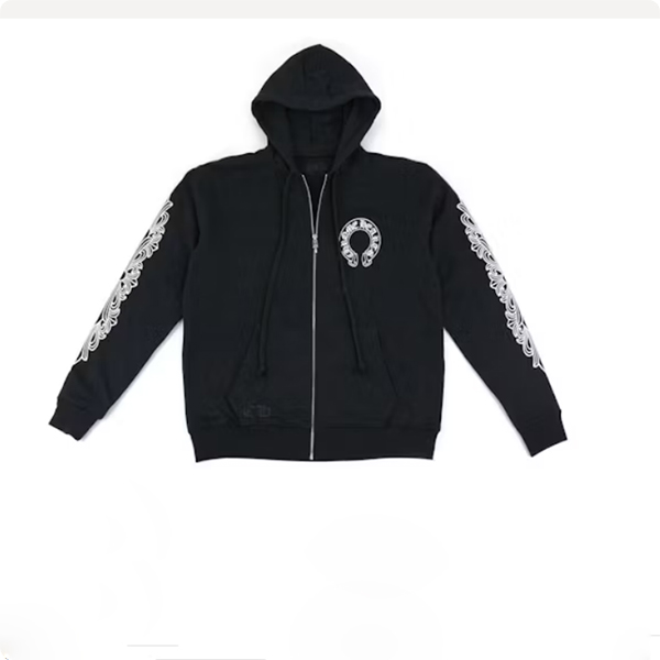 Chrome Hearts Horseshoe Floral Cross Sleeve Zip Up Hoodie AA19032023