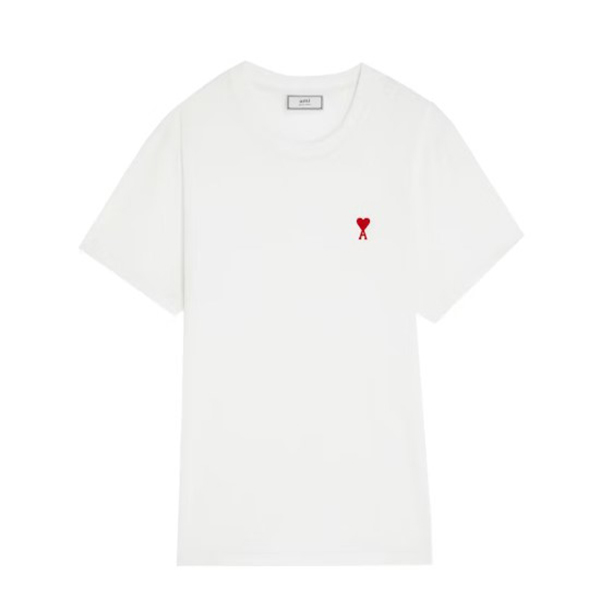 Ami Paris Ami De Coeur Patch Logo Classic Fit T-Shirt White/Red AO55001009