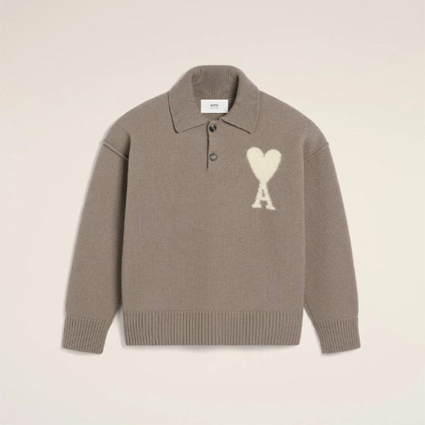 Ami Paris Big Heart Wool Polo Ash AA15001010