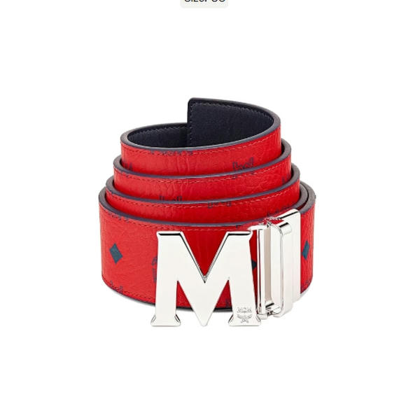 MCM Claus M Reversible Belt Visetos Monogram Red/Silver DO68216001