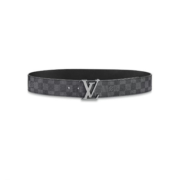 Louis Vuitton LV Initiales Silver Buckle Reversible Belt Damier Graphite 40mm Black Lining DO68207008