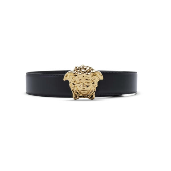 Versace Palazzo Belt with Medusa Buckle Gold-tone Black DO75102003