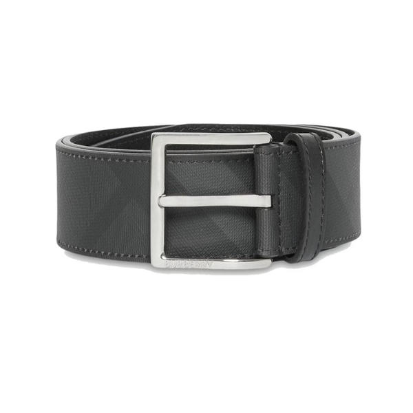 Burberry London Check and Leather Belt 1.6 Width Dark Charcoal/Black DA70210002
