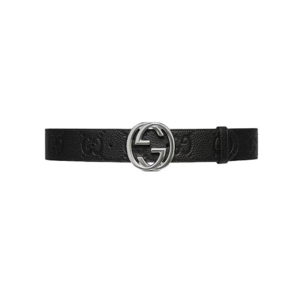 Gucci Wide Interlocking G Buckle Belt Black DO68206018