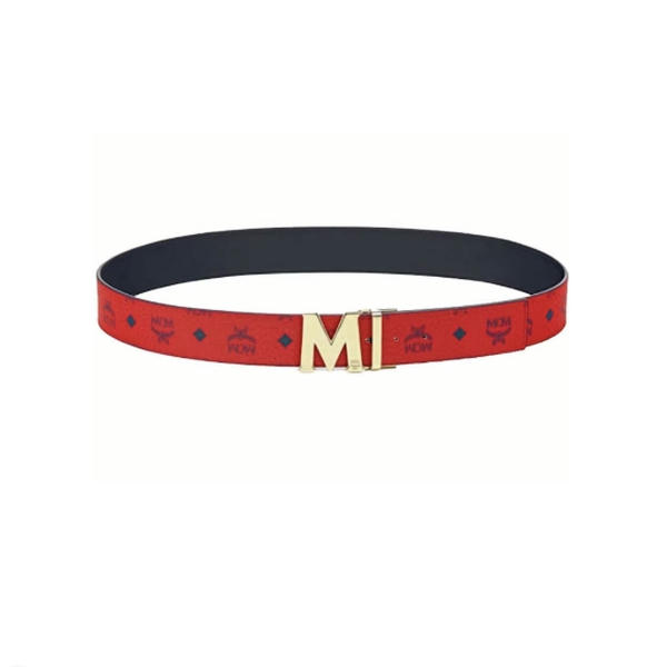 MCM Claus M Reversible Belt Visetos Ruby Red/Blue DO68216003