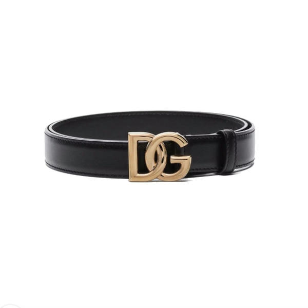 Dolce & Gabbana Logo Buckle Leather Belt Black DO55213001