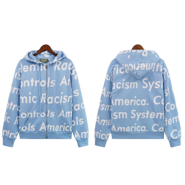 Denim Tears X Arthur Jafa Systemic Racism Controls America Zip Up Hoodie AA15003019