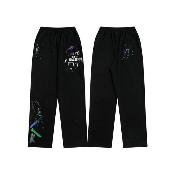 Hand-Painted Graffiti Drawstring Loose Wide Leg Long Pants: Unisex Ink-Splashed High Street Fashion  AO90006078
