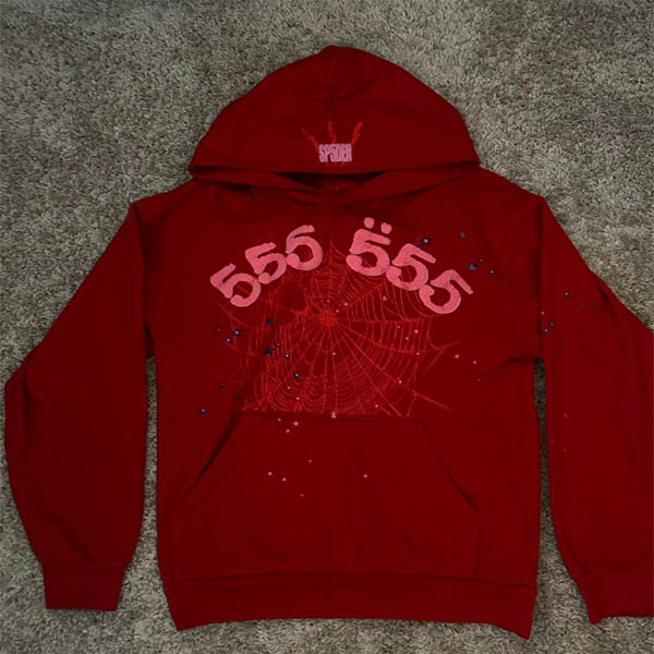 Spider Worldwide Men's Red and Burgundy Hoodie AO85011020