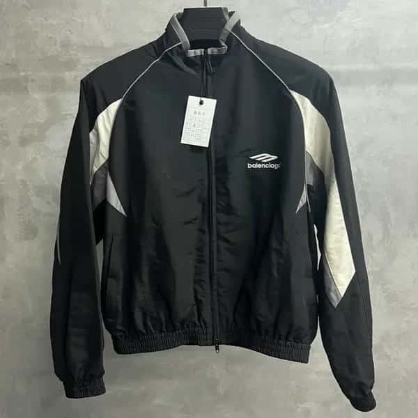Balenciaga Latest Black Loose Stand Up Collar Zipper Jacket AA80037064