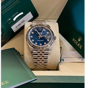 Rolex Datejust 126334 blue diamond dial 41mm white gold bezel automatic GC40001033