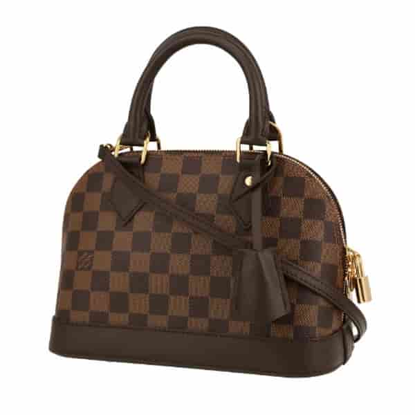 Louis Vuitton Alma BB Handbag In Ebene Damier Canvas And Brown Leather BB68001003