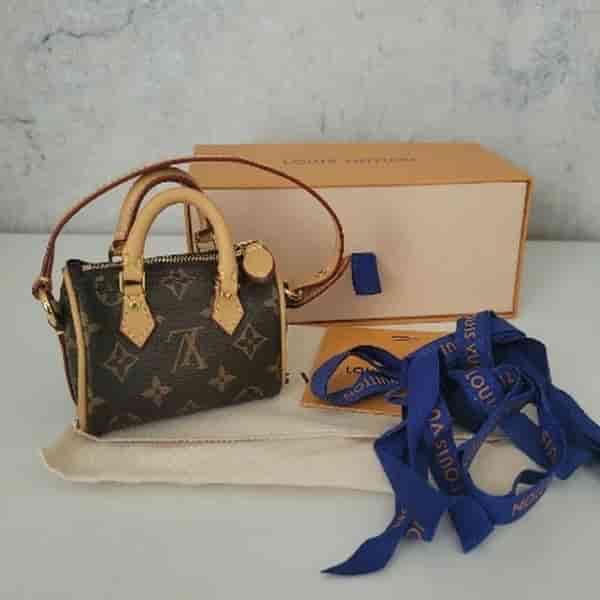 Louis Vuitton Monogram Micro Speedy Bag Charm Mini Pouch Bag WBox Dust Bag BA55001111