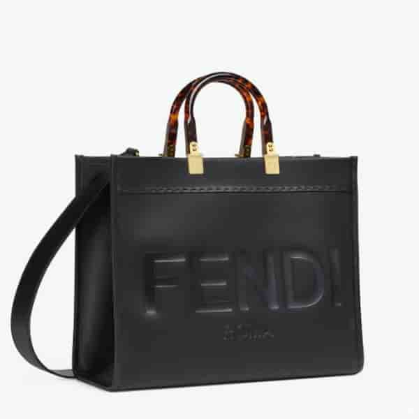 Fendi Sunshine Medium Black Leather Shopper BB60023001