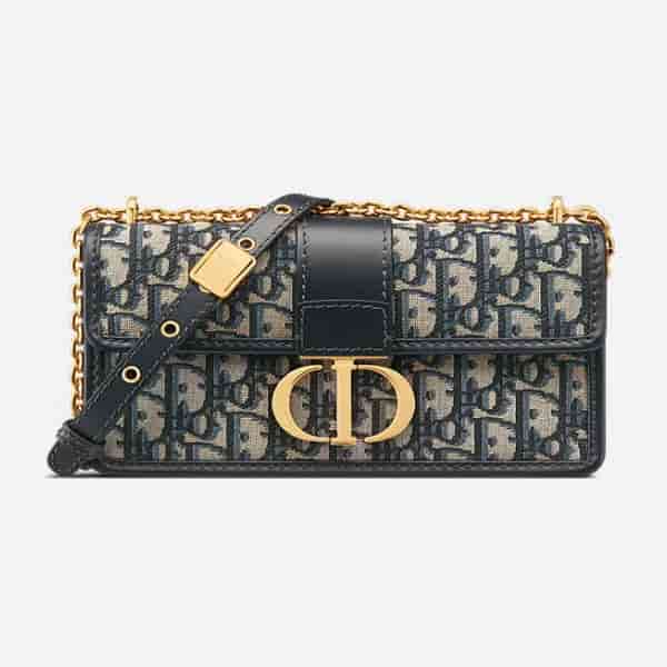 Dior Montaigne East-West Bag With Chain Blue Dior Oblique Jacquard BA95024011