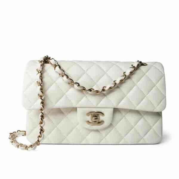 Chanel White Caviar Quilted Classic Flap Small LGHW BA80026006