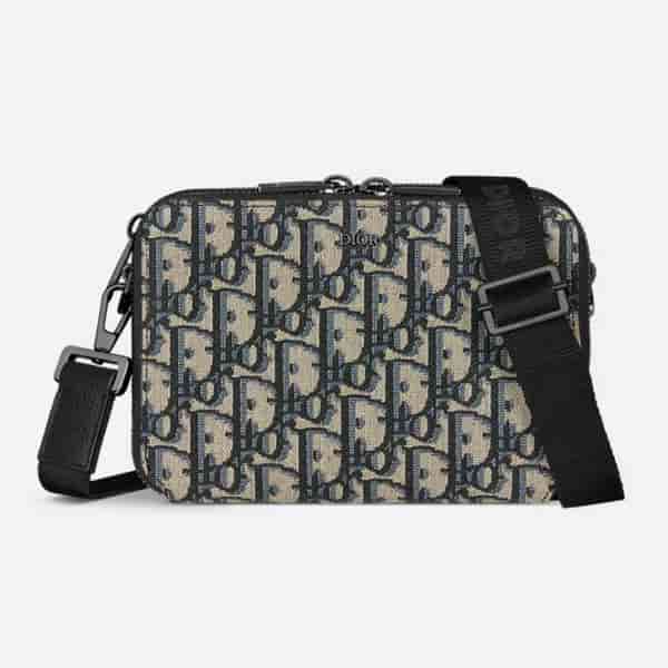 Dior Zipped Pouch With Strap Beige And Black Dior Oblique Jacquard BB55024014