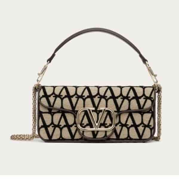 Valentino Garavani Locò Toile Iconographe Shoulder Bag Woman Beige BA90009001