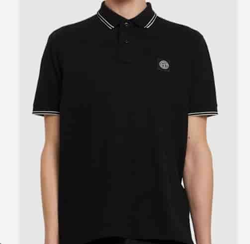 Stone Island Black Cotton Collared T-shirt AO75035061