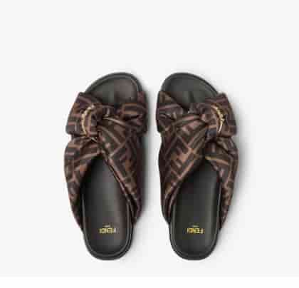 Fendi Feel Ff Satin Sandal in Brown CA50590011