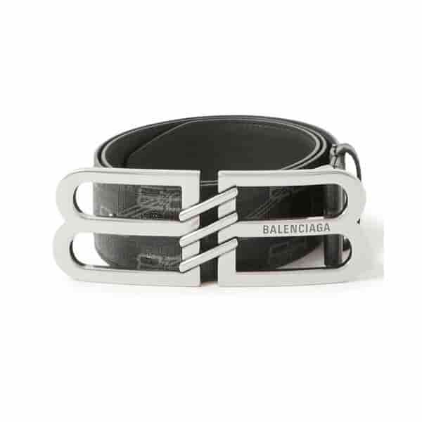Balenciaga 4cm Logo Embellished Monogrammed Coated Canvas Belt Black DA90204001