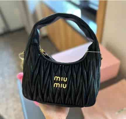 Miumiu Mini Half Moon Shoulder Bag Black BA08003003