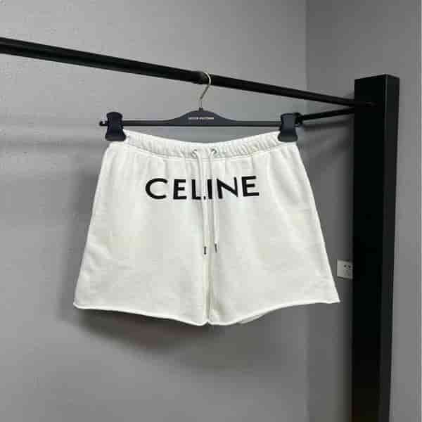 Celine White & Black Logo Sweatshorts AO90033008