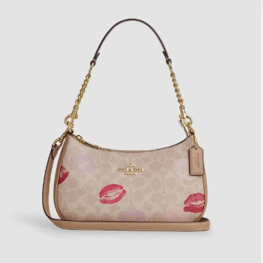 Coach Teri Shoulder Bag In Signature Canvas With Lips Print BO85028007