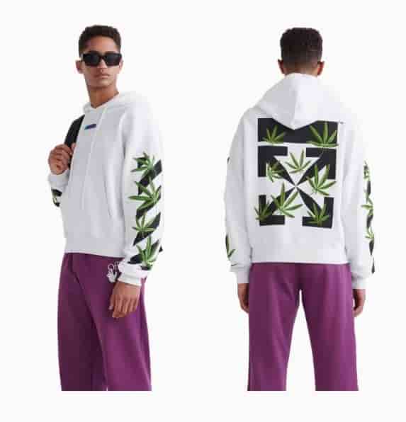 Off White Embroidered Foliage Arrow Sweatshirt AA30021058
