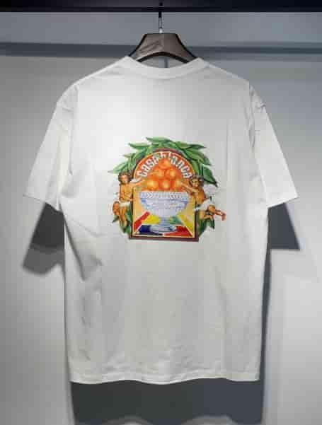 Casablanca Printed Cotton Short-sleeved T-shirt Is Loose AO55046155