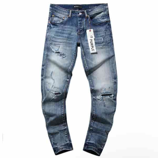 Purple Brand Blue Embroidered Ripped Jeans AA30005174