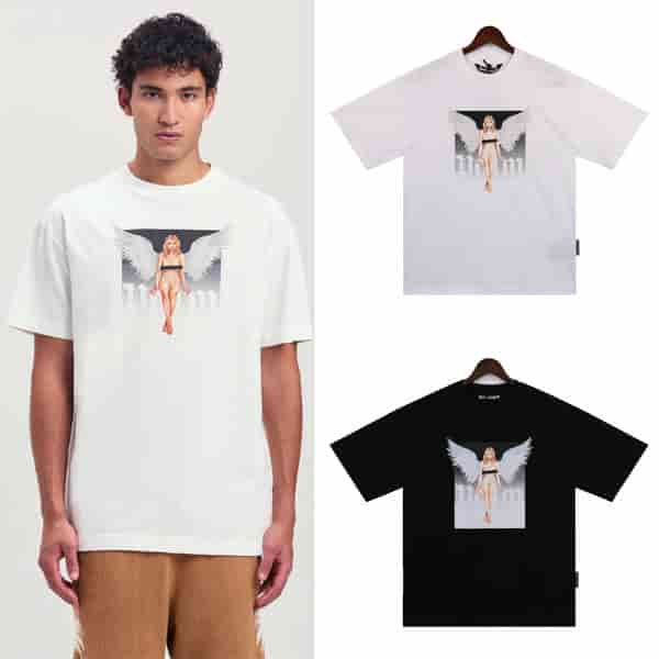 Palm Angels Solid Color Angel Pattern T-shirt AO52010079