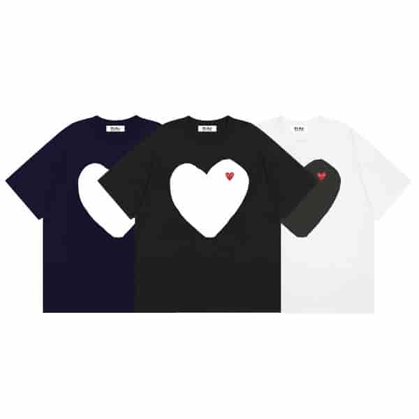 CDG PLAY Simple White Printed Logo T-shirt AO50049030