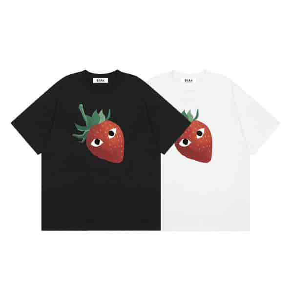 CDG PLAY Strawberry Logo Printed T-shirt AO50049035