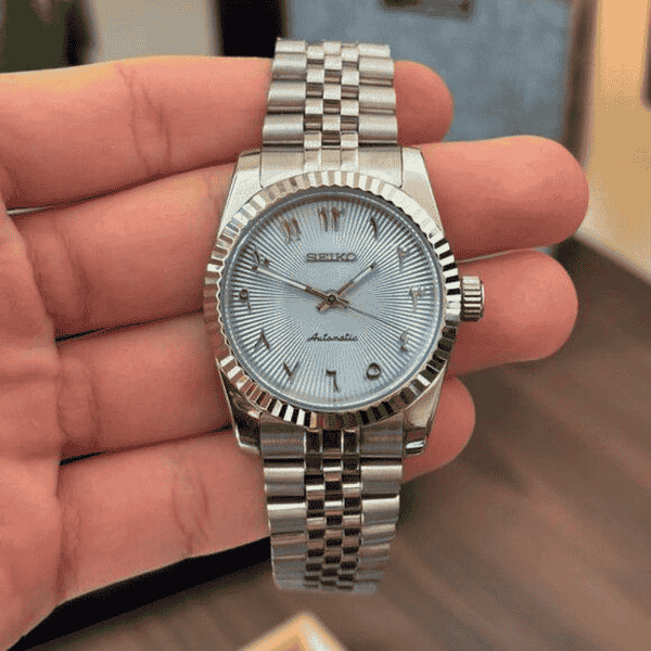 Seiko Mod Watch Datejust Arabic Dial Ice Blue GC80013001