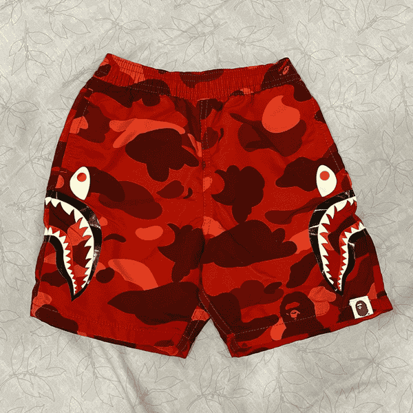 BAPE Red Camouflage Printed Shorts AO75014027