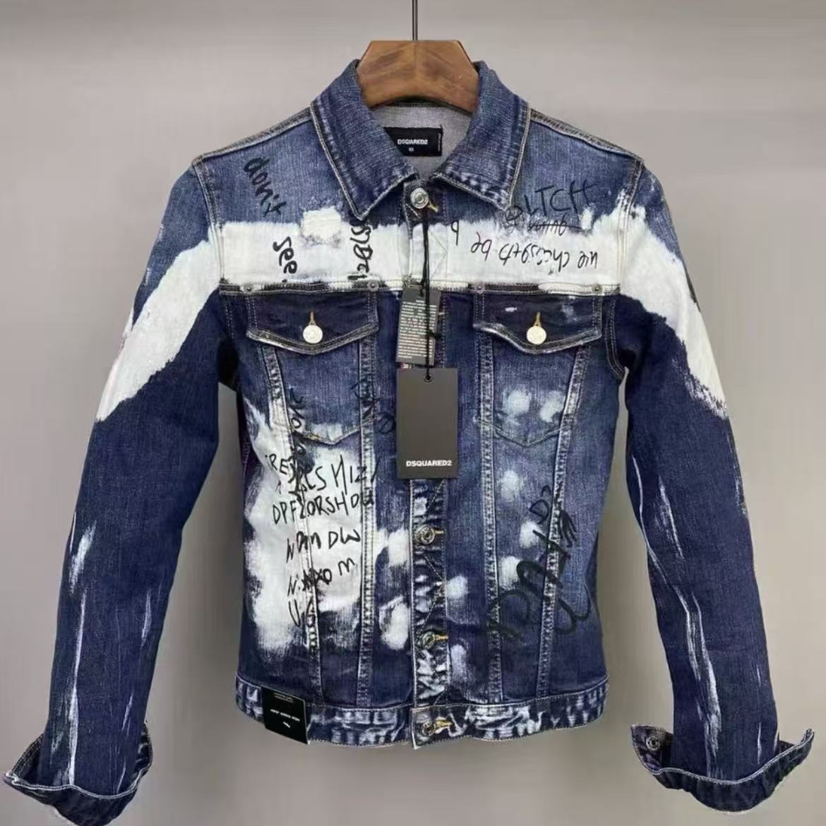 Dsquared2 Splashing Ink Graffiti Long Sleeved Denim Suit AC15051118 AA65051119