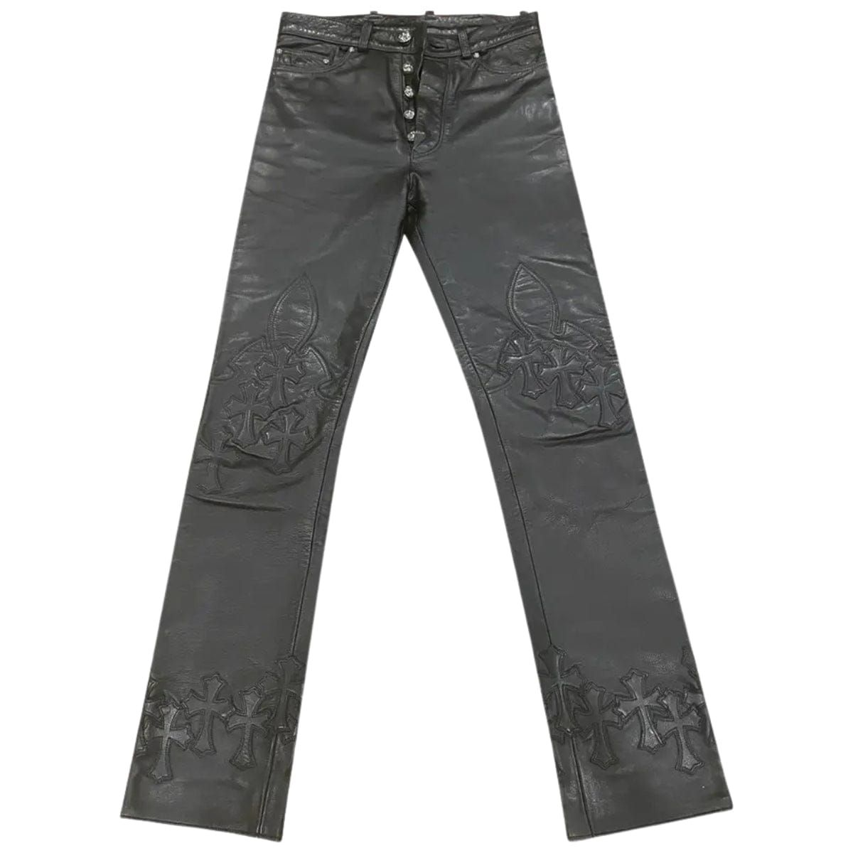 Chrome Hearts Leather Embroidered Trendy Jeans AA28032231