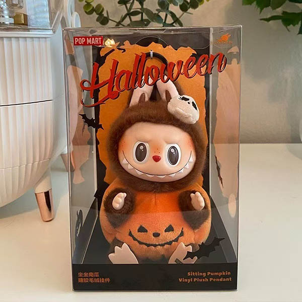 Labubu Happy Halloween Party Series-Sitting Pumpkin Vinyl Plush Pendant